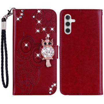 Etui Samsung Galaxy A55 Owl Rhinestone - Rouge