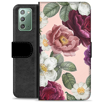 Étui Portefeuille Premium Samsung Galaxy Note20 - Fleurs Romantiques