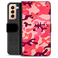 Étui Portefeuille Premium Samsung Galaxy S21+ 5G - Camouflage Rose