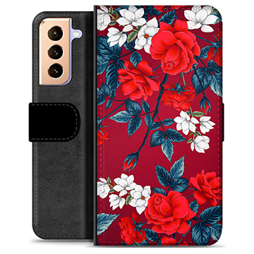 Étui Portefeuille Premium Samsung Galaxy S21+ 5G - Fleurs Vintage