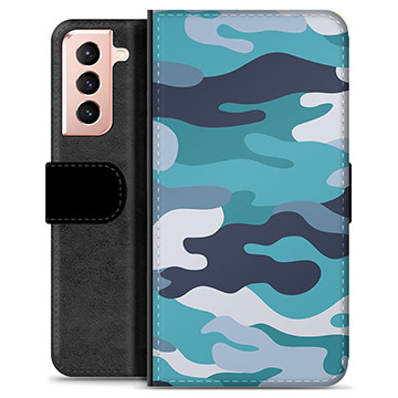 Étui Portefeuille Premium Samsung Galaxy S21 5G - Camouflage Bleu