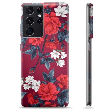 Coque Samsung Galaxy S21 Ultra 5G en TPU - Fleurs Vintage