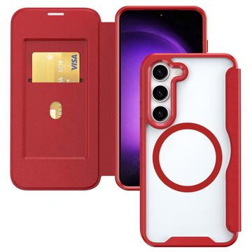 Étui à rabat Samsung Galaxy S24 avec fente pour carte - Compatible MagSafe - Rouge