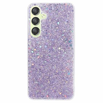 Coque Samsung Galaxy S24 en TPU Glitter Flakes - Violet