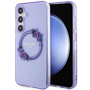 Coque Samsung Galaxy S24 Guess IML Flowers Wreath - Compatible MagSafe - Violete