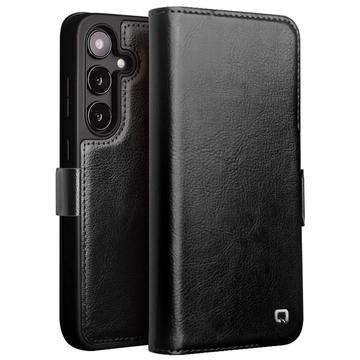 Etui Portefeuille Samsung Galaxy S24 en Cuir Qialino Classic - Noir