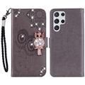 Etui Samsung Galaxy S24 Ultra Hibou Strass - Gris