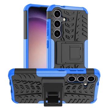 Coque Hybride Samsung Galaxy S24+ Antidérapante avec Béquille - Bleue / Noire