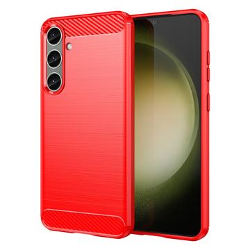 Coque Samsung Galaxy S24+ en TPU Brossé - Fibre de Carbone - Rouge