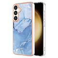 Coque Samsung Galaxy S25 en TPU Marble Pattern Galvanisé IMD - Bleue