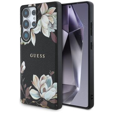 Coque Samsung Galaxy S25 Ultra Guess Grained Printed Flower Pattern - Compatible MagSafe - Noire