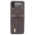 Coque Hybride Samsung Galaxy Z Flip4 5G avec Porte-Cartes - Marrone