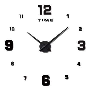 Horloge murale autocollante avec chiffres décoratifs libres - 70 à 120cm - Noir