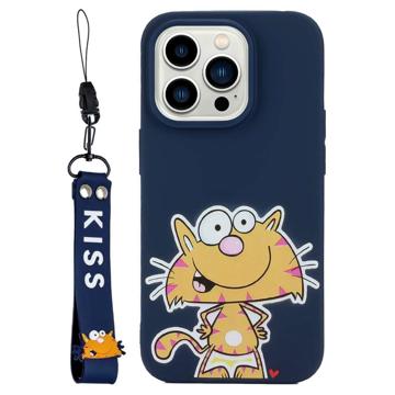 Coque iPhone 14 Pro en TPU avec Sangle Kiss Série - Chat