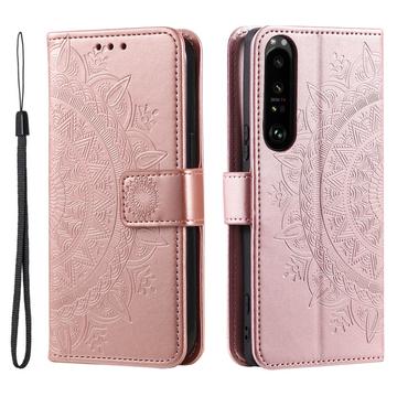 Étui Portefeuille Sony Xperia 1 VI Mandala Série - Rose Doré