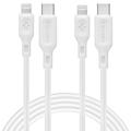 Spigen DuraSync MFi USB-C to Lightning Câble - 2-Pack, 100cm - Blanc