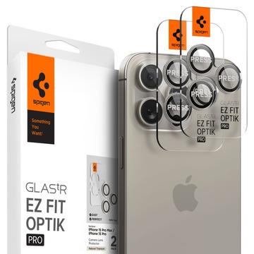 Protecteur d\'Objectif iPhone 16 Pro/16 Pro Max Spigen Glas.tR Ez Fit Optik Pro - Titane naturel