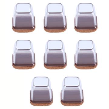 Pieds de chaise carrés / Capuchons de meubles en transparent avec feutre - Moyen - 8 Pcs.