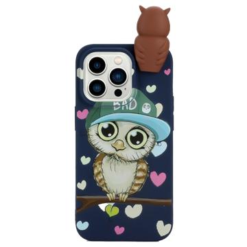 Coque iPhone 14 Pro en TPU 3D Figure Série - Saphire / Chouette