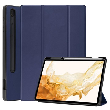 Étui à Rabat Smart Samsung Galaxy Tab S8+ - Série Tri-Fold - Bleu Foncé