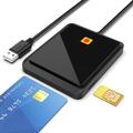 Lecteur de cartes à puce USB 2.0 - SIM, ID, carte bancaire - Noir