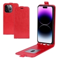 Étui à Rabat Vertical iPhone 15 Pro Max avec Porte-Cartes - Rouge