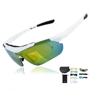 WEST BIKING Lunettes de moto pour le cyclisme Lunettes de soleil Powersports à verres miroirs multicouches - blanc