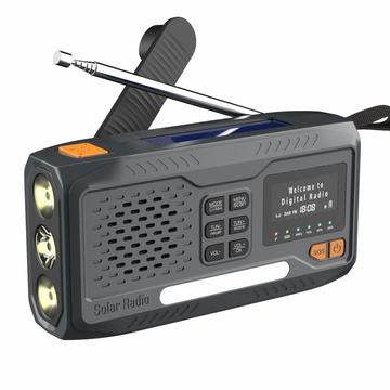 WR-6B Radio d\'urgence solaire à manivelle DAB avec lampe de poche LED - Noir