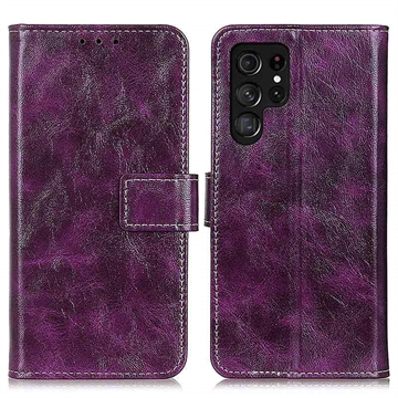 Étui Portefeuille Samsung Galaxy S25 Ultra avec Fermeture Magnétique - Violet