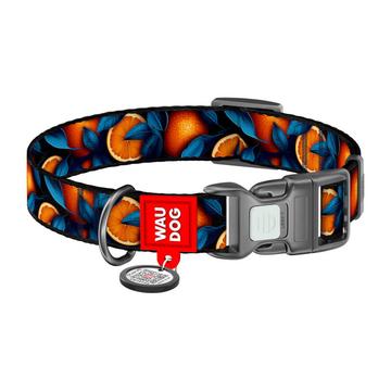 Waudog Collier pour chien en nylon avec QR Code - Taille S - Oranges