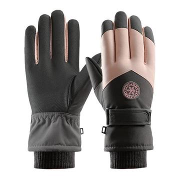 Gants d\'hiver à écran tactile, coupe-vent, pour l\'extérieur - femmes - rose / gris