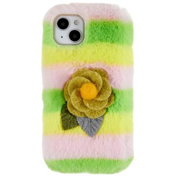 Coque iPhone 14 Plus en TPU 3D Plush Hiver Poilu - Rosa Jaune