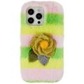 Coque iPhone 14 Pro Max en TPU 3D Plush Hiver Poilu - Rosa Jaune