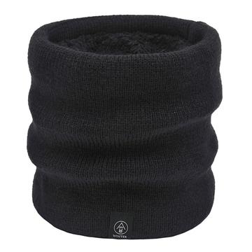 Mouchoir en tricot d\'hiver avec doublure en peluche - Noir