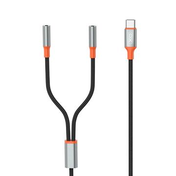 XO NB-R269B Câble audio 2-en-1 - USB-C / 2x3.5mm - 1.2m - Noir