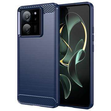 Coque Xiaomi 13T/13T Pro en TPU Brossé - Fibre de Carbone - Bleu