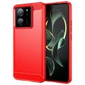 Coque Xiaomi 13T/13T Pro en TPU Brossé - Fibre de Carbone - Rouge