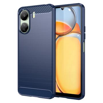 Coque Xiaomi Poco C65/Redmi 13C en TPU Brossé - Fibre de Carbone - Bleu