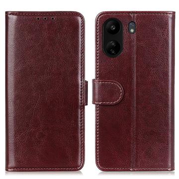 Étui Portefeuille Xiaomi Poco C65/Redmi 13C avec Fermeture Magnétique - Marron