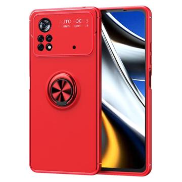 Coque Magnétique Xiaomi Poco M4 Pro avec Support Bague - Rouge