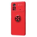 Coque Magnétique Xiaomi Poco M4 Pro avec Support Bague - Rouge