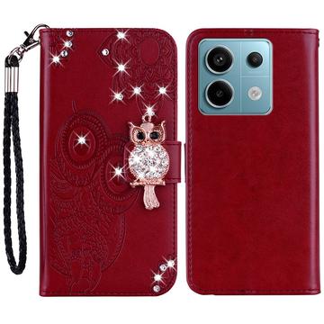 Etui Xiaomi Redmi Note 13 Hibou Strass - Rouge