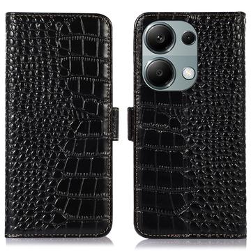 Étui Portefeuille Xiaomi Redmi Note 13 Pro 4G/Poco M6 Pro en Cuir avec RFID - Série Crocodile