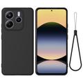 Coque Xiaomi Redmi Note 14 5G en silicone liquide avec dragonne - Noire