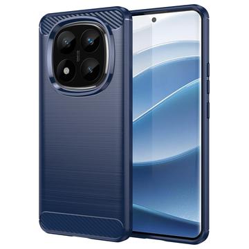 Coque Xiaomi Redmi Note 14 Pro+ en TPU Brossé - Fibre de Carbone - Bleue