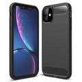 Coque iPhone 11 en TPU Brossé - Fibre de Carbone - Noire