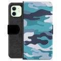 Étui Portefeuille Premium iPhone 12 - Camouflage Bleu