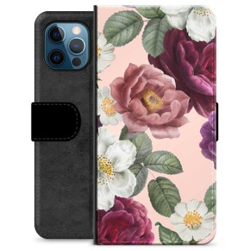 Étui Portefeuille Premium iPhone 12 Pro - Fleurs Romantiques