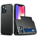 Coque Hybride iPhone 13 Pro avec Fente pour Carte Coulissante - Noire