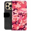 Étui Portefeuille Premium iPhone 13 Pro Max - Camouflage Rose